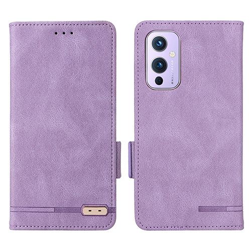 Leather Case Stands Flip Cover Holder L06Z for OnePlus 9 5G Purple