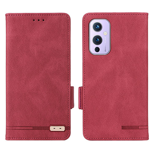 Leather Case Stands Flip Cover Holder L06Z for OnePlus 9 5G Red