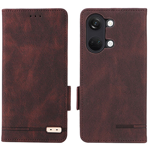 Leather Case Stands Flip Cover Holder L06Z for OnePlus Ace 2V 5G Brown