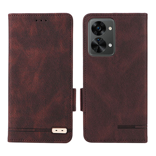 Leather Case Stands Flip Cover Holder L06Z for OnePlus Nord 2T 5G Brown