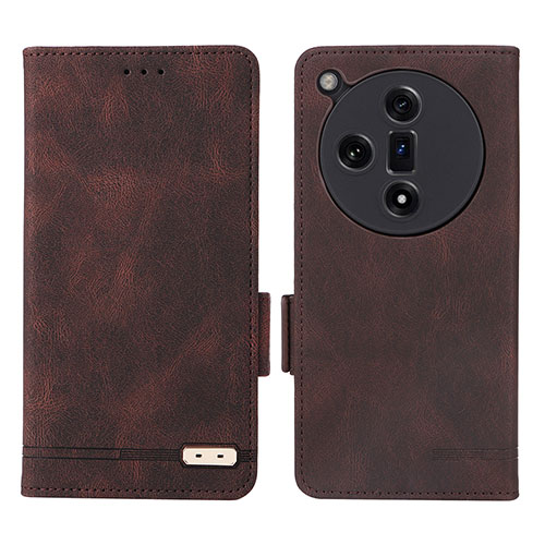 Leather Case Stands Flip Cover Holder L06Z for Oppo Find X7 5G Brown