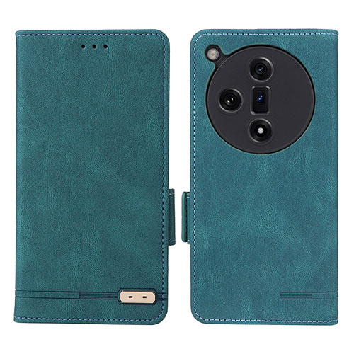 Leather Case Stands Flip Cover Holder L06Z for Oppo Find X7 5G Green