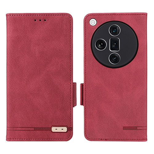 Leather Case Stands Flip Cover Holder L06Z for Oppo Find X7 Ultra 5G Red