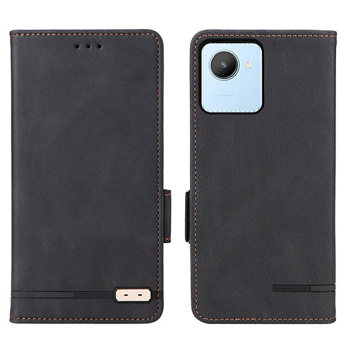 Leather Case Stands Flip Cover Holder L06Z for Realme C30 Black