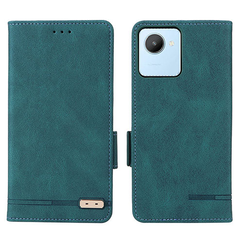 Leather Case Stands Flip Cover Holder L06Z for Realme C30 Green