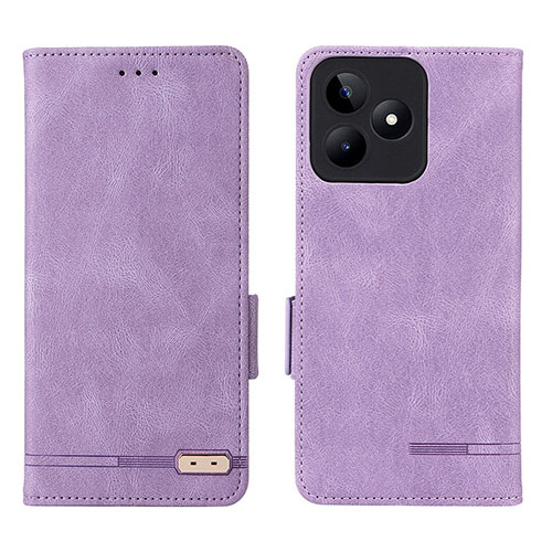 Leather Case Stands Flip Cover Holder L06Z for Realme C53 Purple