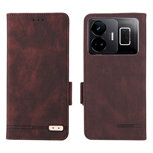 Leather Case Stands Flip Cover Holder L06Z for Realme GT3 5G Brown