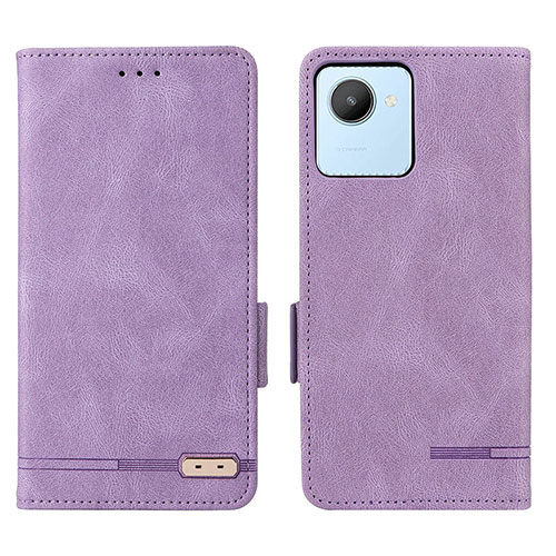 Leather Case Stands Flip Cover Holder L06Z for Realme Narzo 50i Prime Purple