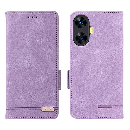 Leather Case Stands Flip Cover Holder L06Z for Realme Narzo N55 Purple