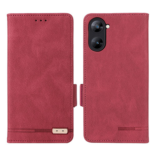 Leather Case Stands Flip Cover Holder L06Z for Realme Q5x 5G Red