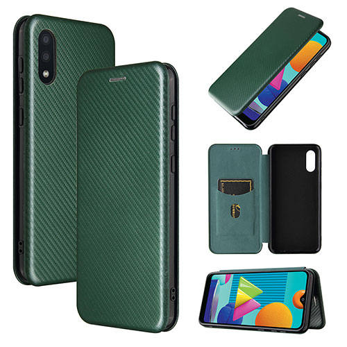 Leather Case Stands Flip Cover Holder L06Z for Samsung Galaxy A02 Green