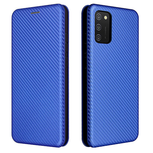 Leather Case Stands Flip Cover Holder L06Z for Samsung Galaxy A03s Blue