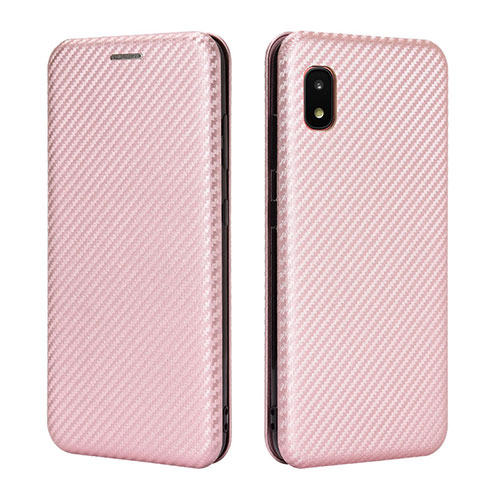 Leather Case Stands Flip Cover Holder L06Z for Samsung Galaxy A21 SC-42A Rose Gold