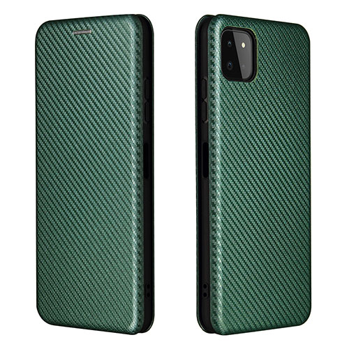 Leather Case Stands Flip Cover Holder L06Z for Samsung Galaxy A22 5G Green