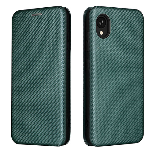 Leather Case Stands Flip Cover Holder L06Z for Samsung Galaxy A22 5G SC-56B Green