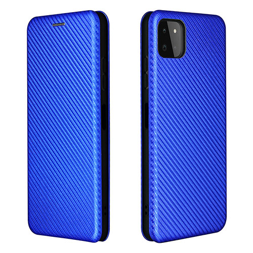 Leather Case Stands Flip Cover Holder L06Z for Samsung Galaxy A22s 5G Blue