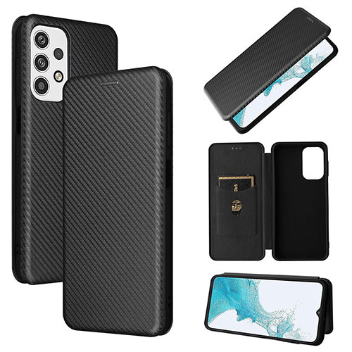 Leather Case Stands Flip Cover Holder L06Z for Samsung Galaxy A23 4G Black