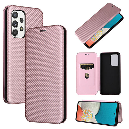 Leather Case Stands Flip Cover Holder L06Z for Samsung Galaxy A53 5G Rose Gold