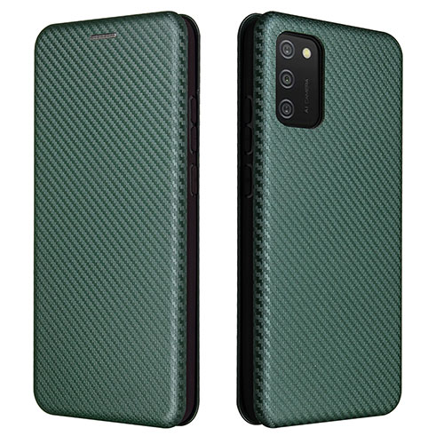 Leather Case Stands Flip Cover Holder L06Z for Samsung Galaxy M02s Green