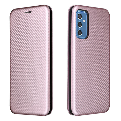 Leather Case Stands Flip Cover Holder L06Z for Samsung Galaxy M52 5G Rose Gold