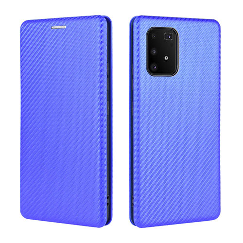 Leather Case Stands Flip Cover Holder L06Z for Samsung Galaxy M80S Blue