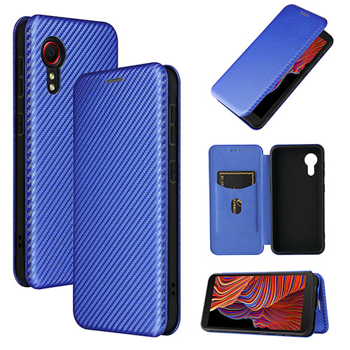 Leather Case Stands Flip Cover Holder L06Z for Samsung Galaxy XCover 5 SM-G525F Blue