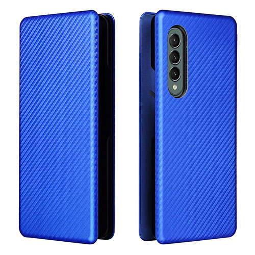 Leather Case Stands Flip Cover Holder L06Z for Samsung Galaxy Z Fold3 5G Blue