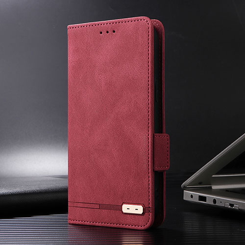 Leather Case Stands Flip Cover Holder L06Z for Sharp Aquos Sense8 Red