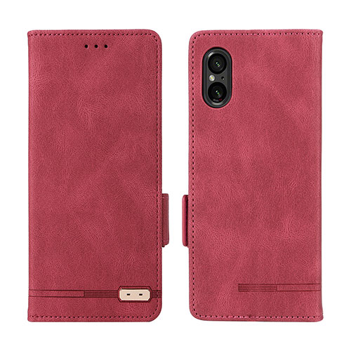 Leather Case Stands Flip Cover Holder L06Z for Sony Xperia 5 V Red