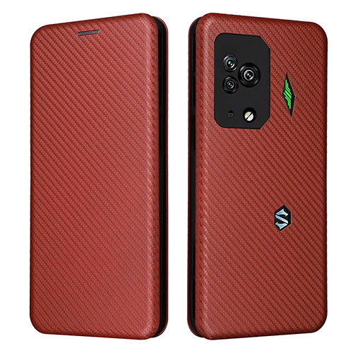 Leather Case Stands Flip Cover Holder L06Z for Xiaomi Black Shark 5 Pro 5G Brown