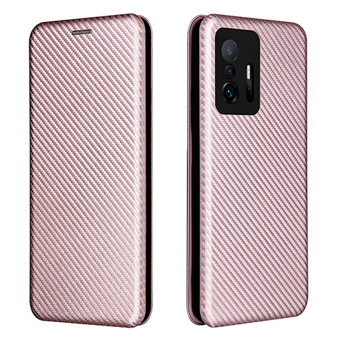 Leather Case Stands Flip Cover Holder L06Z for Xiaomi Mi 11T Pro 5G Rose Gold