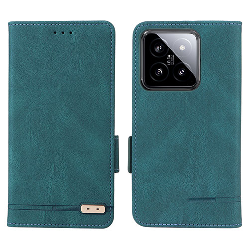 Leather Case Stands Flip Cover Holder L06Z for Xiaomi Mi 14 5G Green