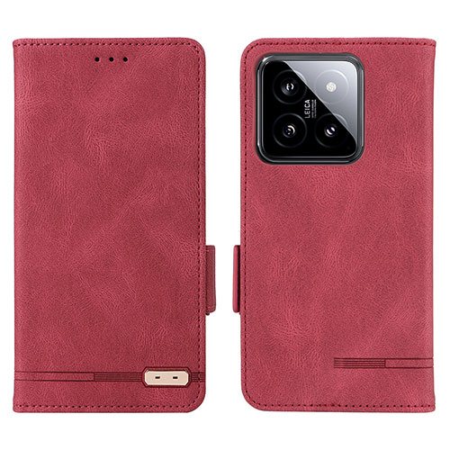 Leather Case Stands Flip Cover Holder L06Z for Xiaomi Mi 14 5G Red