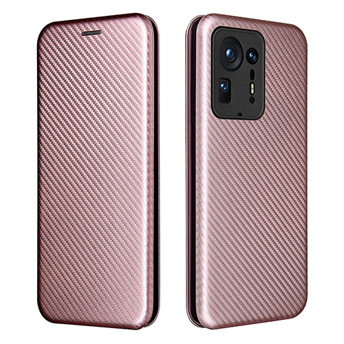 Leather Case Stands Flip Cover Holder L06Z for Xiaomi Mi Mix 4 5G Rose Gold