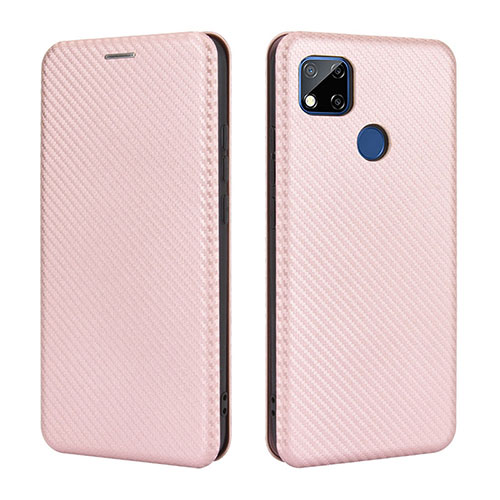 Leather Case Stands Flip Cover Holder L06Z for Xiaomi POCO C3 Rose Gold