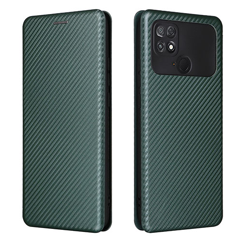 Leather Case Stands Flip Cover Holder L06Z for Xiaomi Poco C40 Green