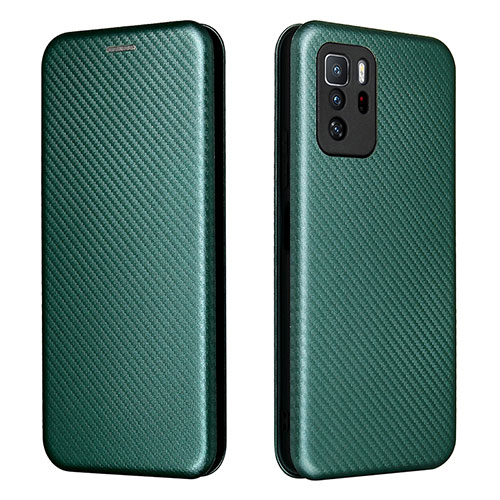 Leather Case Stands Flip Cover Holder L06Z for Xiaomi Poco X3 GT 5G Green