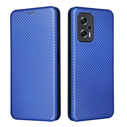 Leather Case Stands Flip Cover Holder L06Z for Xiaomi Poco X4 GT 5G Blue