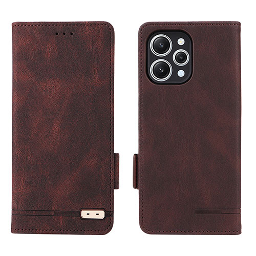 Leather Case Stands Flip Cover Holder L06Z for Xiaomi Redmi 12 4G Brown