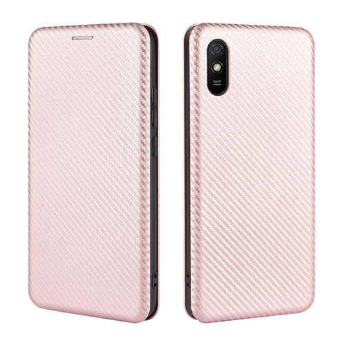 Leather Case Stands Flip Cover Holder L06Z for Xiaomi Redmi 9A Rose Gold