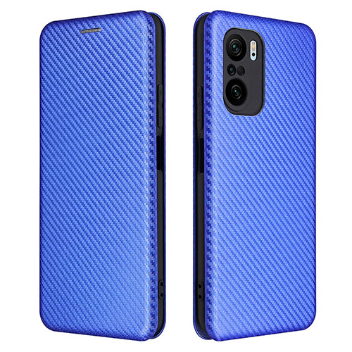 Leather Case Stands Flip Cover Holder L06Z for Xiaomi Redmi K40 5G Blue