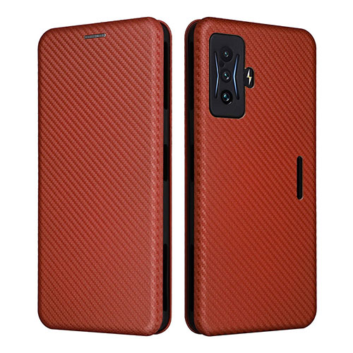 Leather Case Stands Flip Cover Holder L06Z for Xiaomi Redmi K50 Gaming 5G Brown