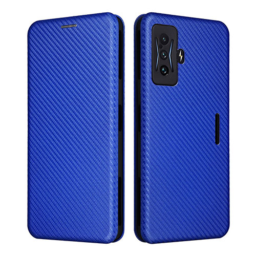 Leather Case Stands Flip Cover Holder L06Z for Xiaomi Redmi K50 Gaming AMG F1 5G Blue