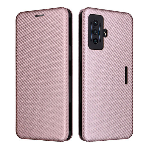 Leather Case Stands Flip Cover Holder L06Z for Xiaomi Redmi K50 Gaming AMG F1 5G Rose Gold