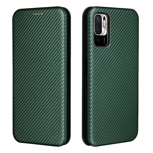 Leather Case Stands Flip Cover Holder L06Z for Xiaomi Redmi Note 10 5G Green