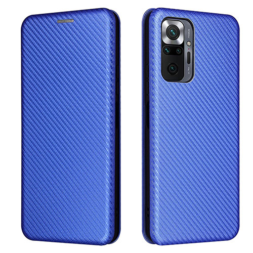 Leather Case Stands Flip Cover Holder L06Z for Xiaomi Redmi Note 10 Pro 4G Blue