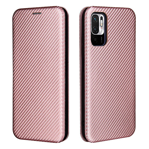 Leather Case Stands Flip Cover Holder L06Z for Xiaomi Redmi Note 10T 5G Rose Gold