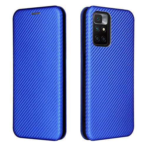 Leather Case Stands Flip Cover Holder L06Z for Xiaomi Redmi Note 11 4G (2021) Blue