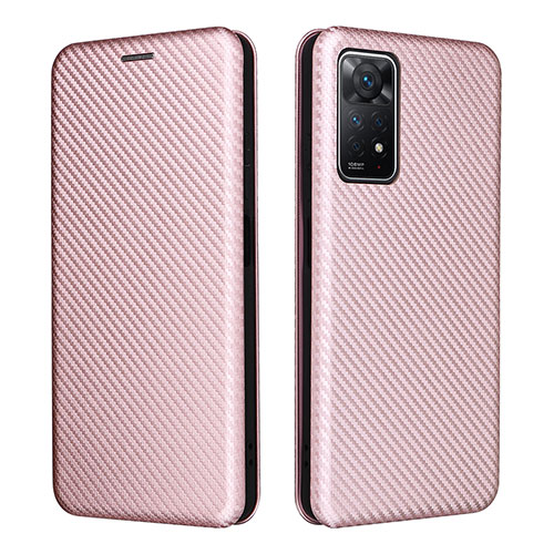 Leather Case Stands Flip Cover Holder L06Z for Xiaomi Redmi Note 12 Pro 4G Rose Gold