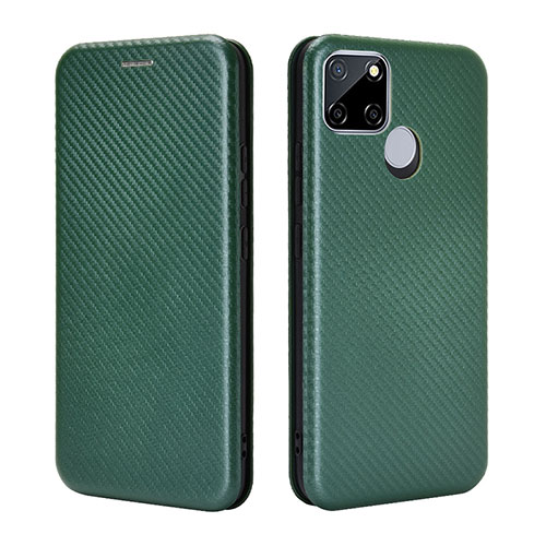 Leather Case Stands Flip Cover Holder L07Z for Realme 7i RMX2193 Green